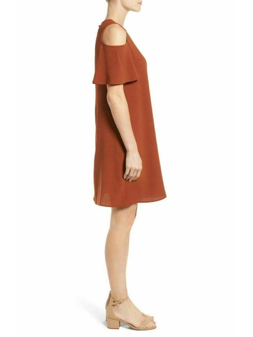 Bobeau Womens Crew Neck Cold Shoulder Shift Dress Size M - Picture 8 of 16